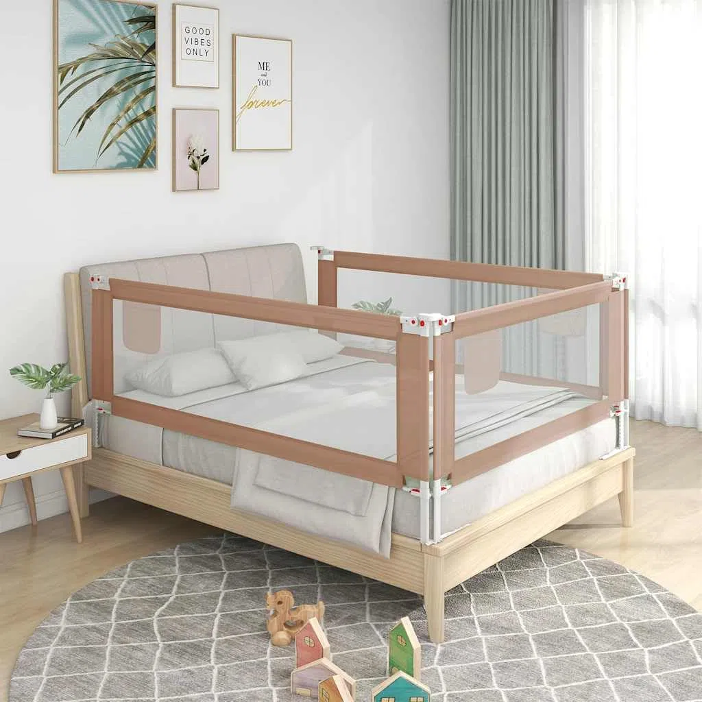 Generisch Kleinkind-Bettschutzgitter Taupe 180x25 cm Stoff,Baby & Kleinkind,Babysicherheit,Baby-Bettschutzgitter,10222