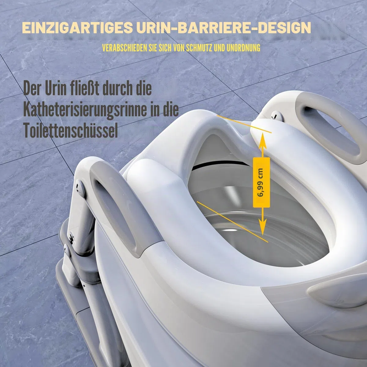 SKYROKU Toilettensitz 2 in 1 Toiletten Aufsatz für Kinder 2-7 Jahre Upgraded Stabil bis 90kg PP(BPA-frei) Wc Sitz mit Treppe Brille Toilettenleiter Rutschfestes Familie Kita (Grau-8898)
