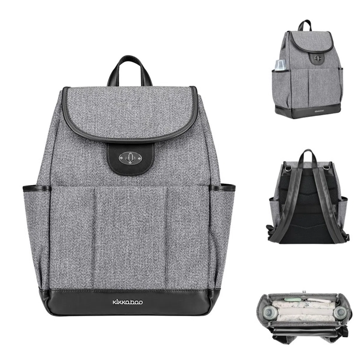 Kikkaboo Wickeltasche Morice Rucksack Magnetknöpfe, Drehverschluss, verstellbar grau