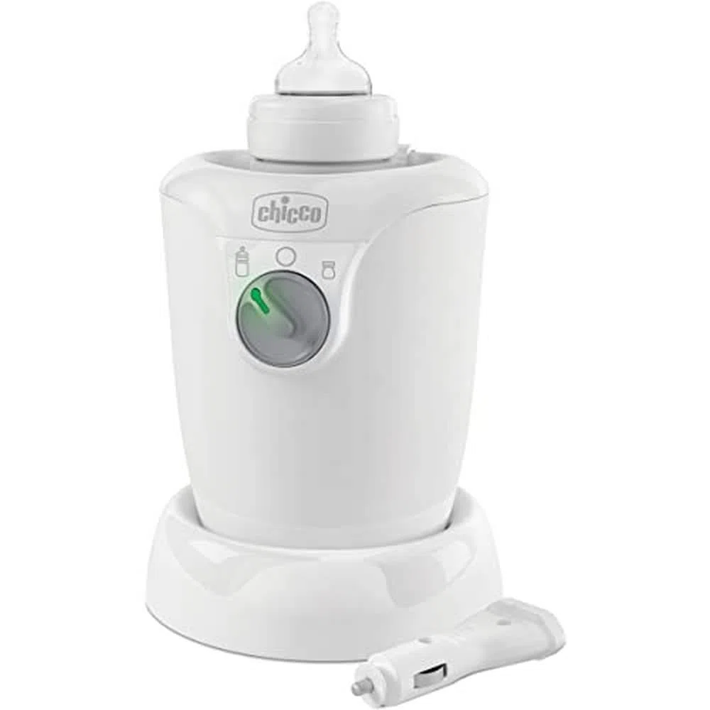 Chicco Flaschenwärmer für Zuhause und Unterwegs, Tragbarer Babyflaschen- Babynahrungswärmer mit 2 Programmen, Abschaltautomatik, 110W, weiß, 1 Stück (1er Pack), 00007389000000