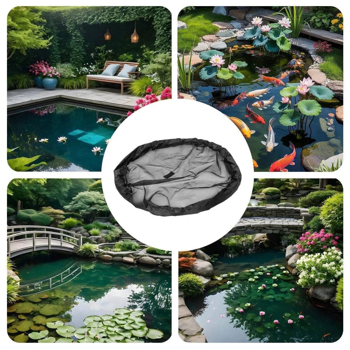 Schwimminsel Teich, 60/64/80cm Schwimmende Pflanzinsel – Pflanzenschutz Mit Feinmaschigem Netz, Wiederverwendbar. Perfekt Für Gartenteich, Fischteich, Wasserspiele. Schützt Wasserpflanzen, Fördert