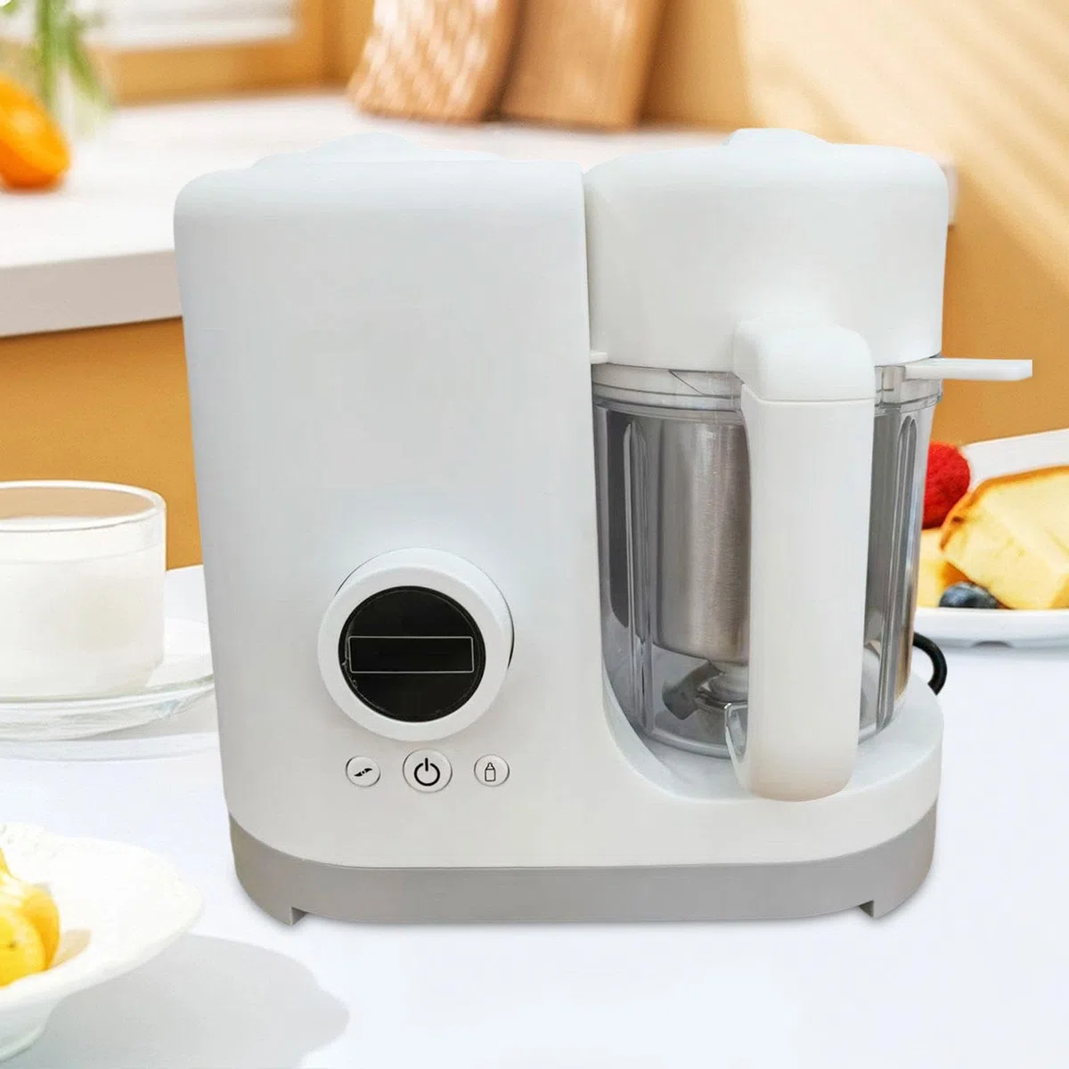 Babybrei Zubereiter Püriergerät Dampfmixer Babynahrungsmaschine mit Stabilem Standfuß Und Kinderleichter Bedienung für Eltern Alltagsgebrauch 24.6cmx1