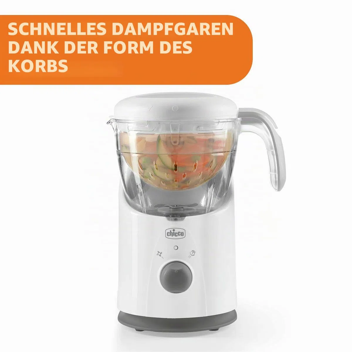 Chicco Easy Meal Mahlzeitenkocher, Multifunktions Babynahrungszubereiter mit Dampfgaren, Mixer und Speisenwärmer
