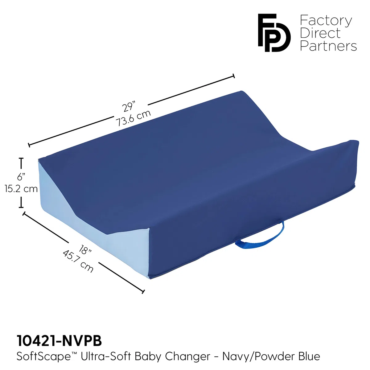 SoftScape Wickelunterlage, besonders weich, für Babys, Kleinkinder, rutschfeste Unterseite, integrierter Griff, leicht zu transportieren, Navy/Powder Blue, 1
