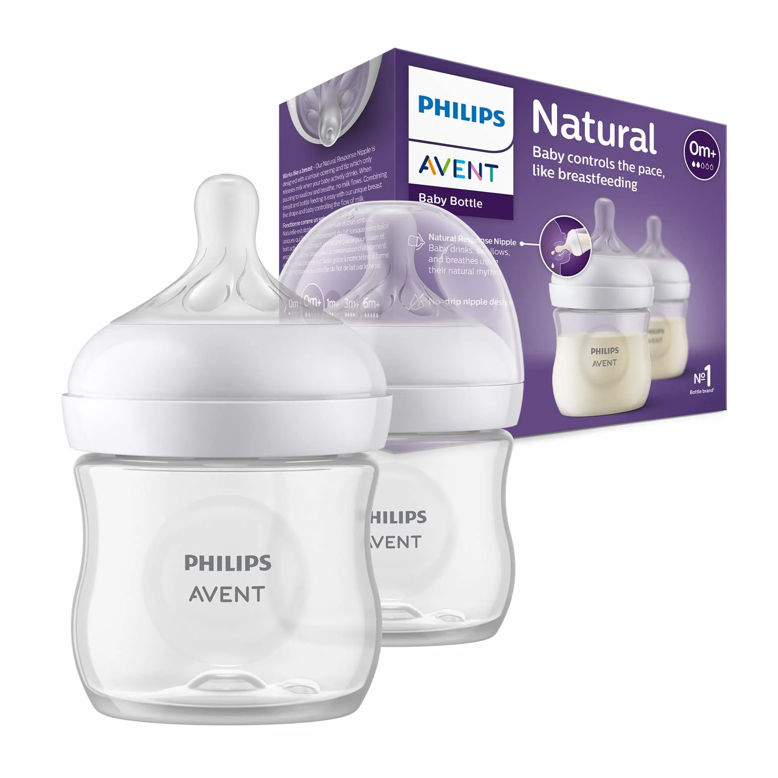 Philips Avent Flasche Natural mit Responsivschnuller 125ml, 2 Stück