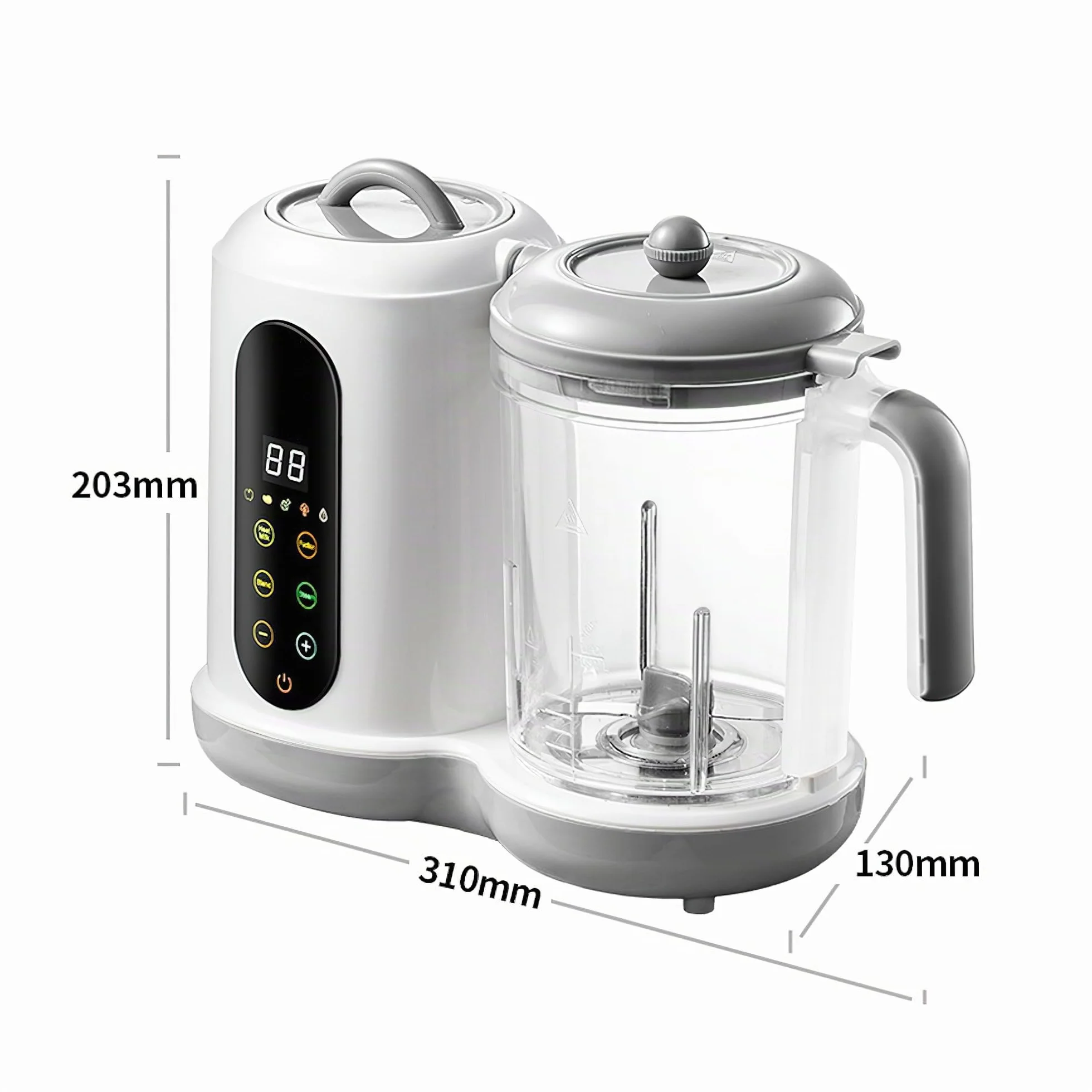 4-in-1 Babybrei Zubereiter & Dampfgarer Mixer Baby, 400ml Baby Küchenmaschine mit Touchscreen, Automatische Reinigung, Zum Garen, Mixen & Aufwärmen von Babynahrung, BPA-frei