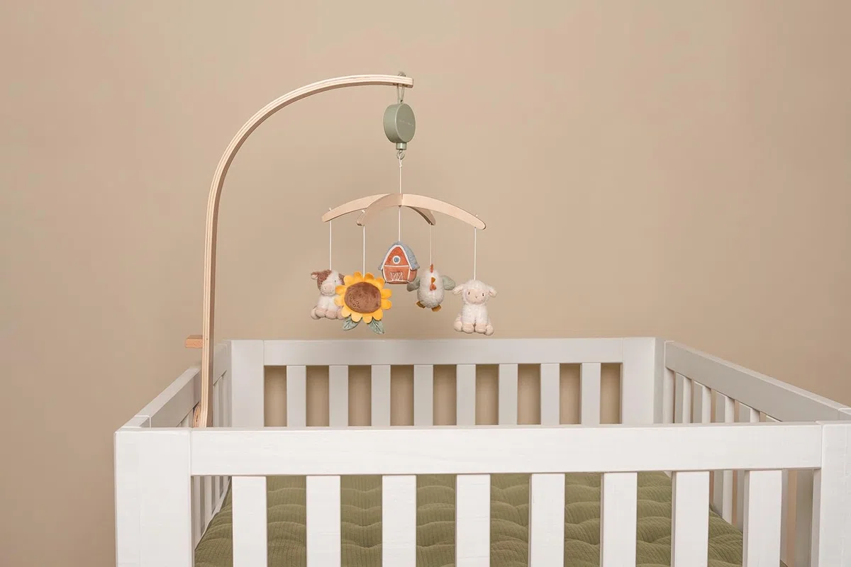 Little Dutch Mobile Musik Spieluhr mit Holz Halterung für Babybett - Little Farm