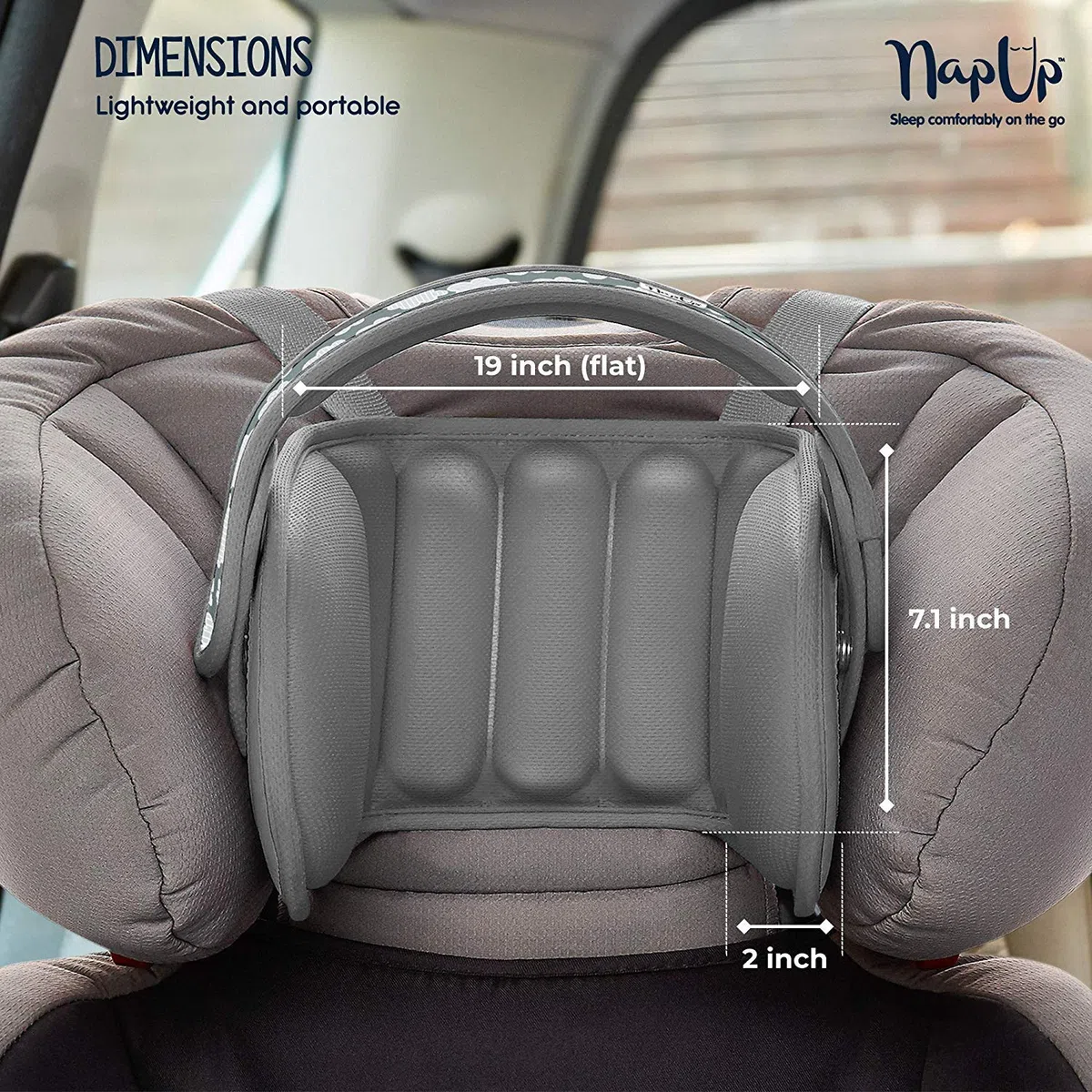 NapUp Autositz Einschlafstütze Original, grau