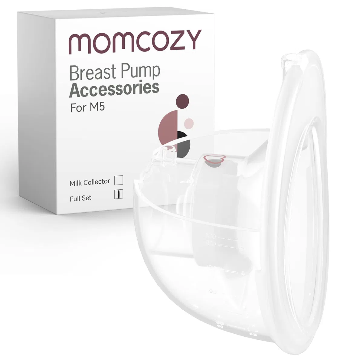Momcozy Komplettes Set, nur kompatibel mit momcozy M5, nicht für andere. Original-M5-Milchpumpen-Ersatzzubehör (160 ml, mit doppelt versiegeltem Flansch 24 mm)