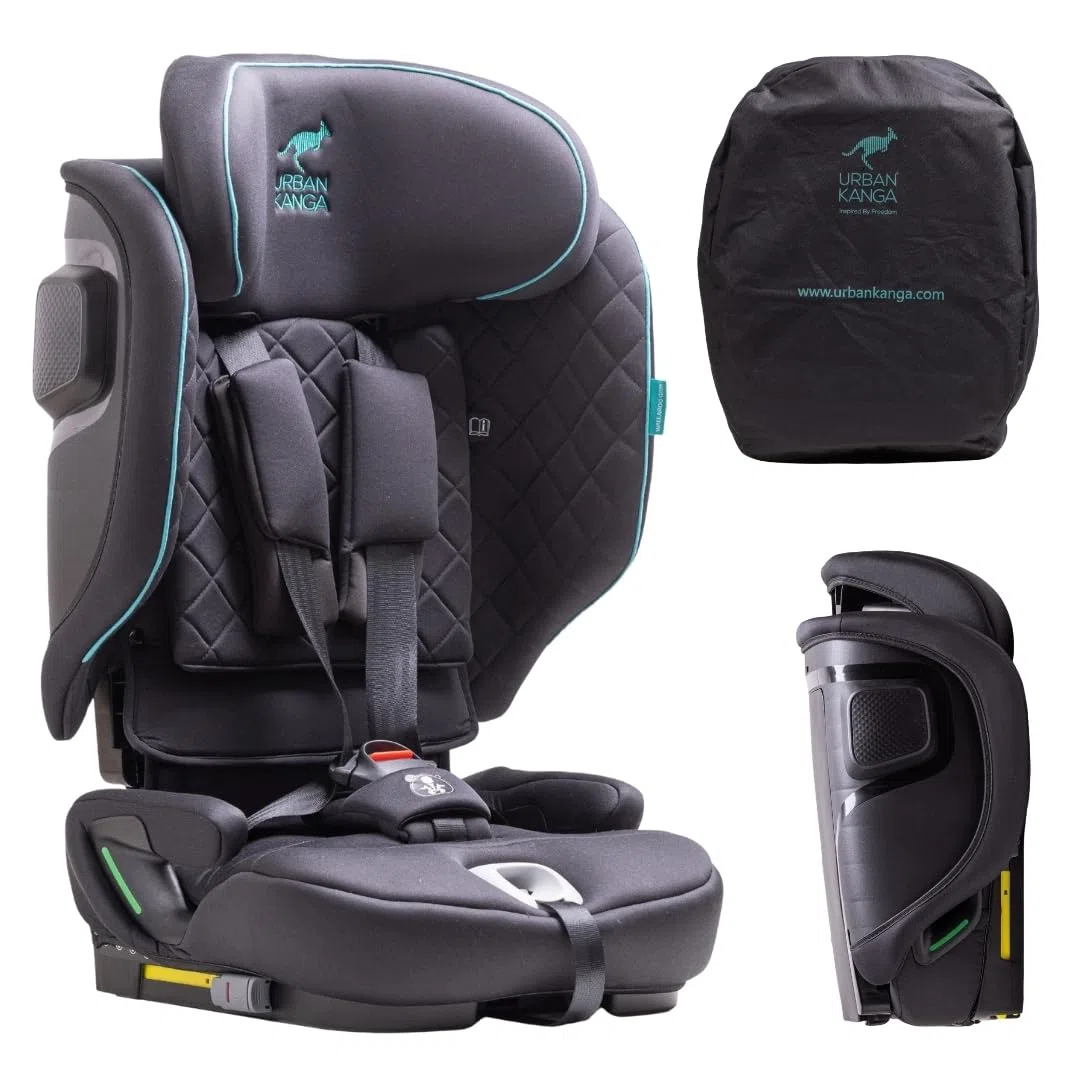 Urban Kanga Wallaroo Grow Faltbarer Kindersitz 76–150 cm R129 | R129 Kindersitz 76–150 cm – faltbar, ISOFIX, Top Tether, inkl. Tragetasche