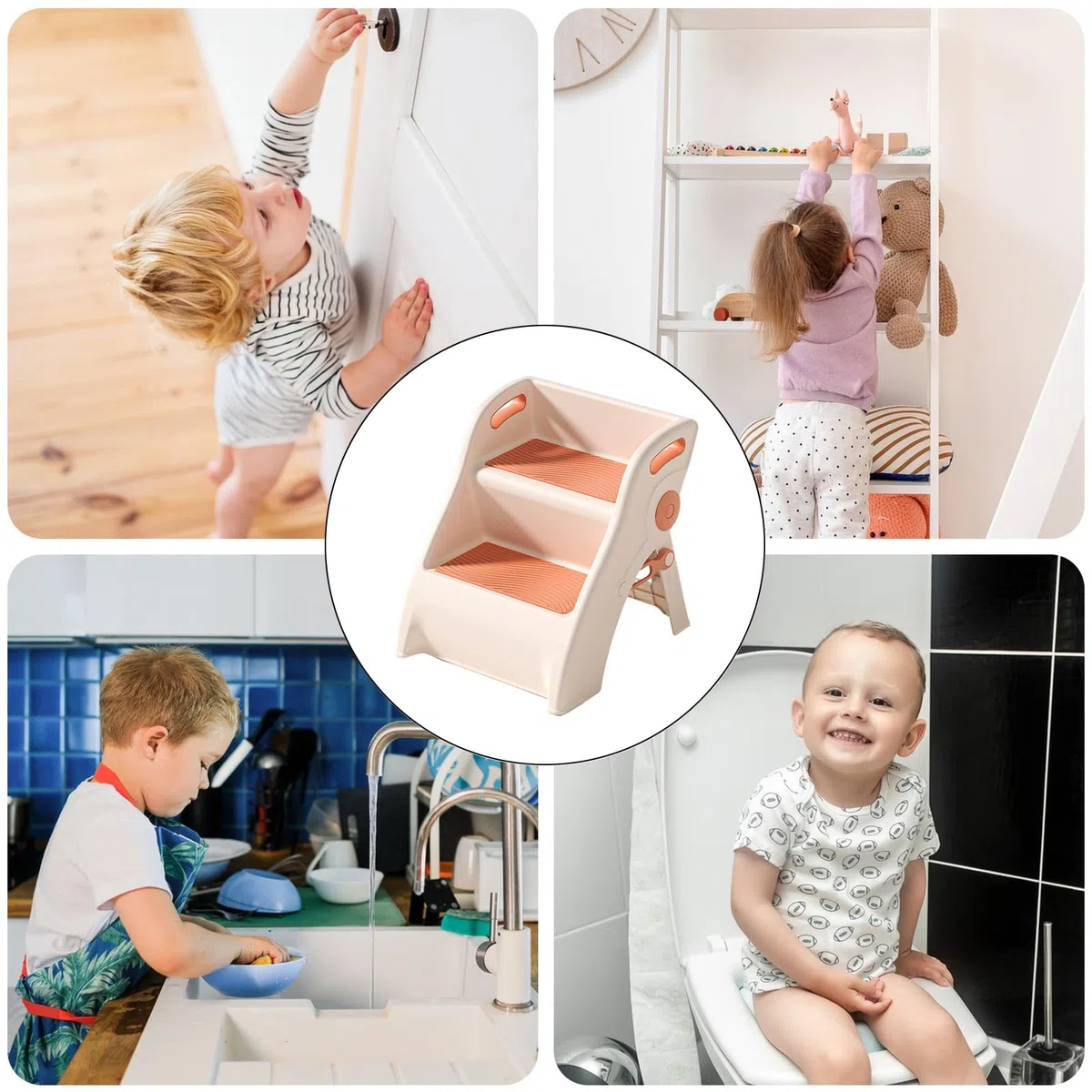 Kinder-Tritthocker – Zusammenklappbare Zweistufige Führungsplattform, Rutschfester Starker Kletterer | Lernbereich Im Spielzimmer Zu Hause, Zuverlässige Höhenhilfe Für Praktische Aufgaben Von Kleinkin