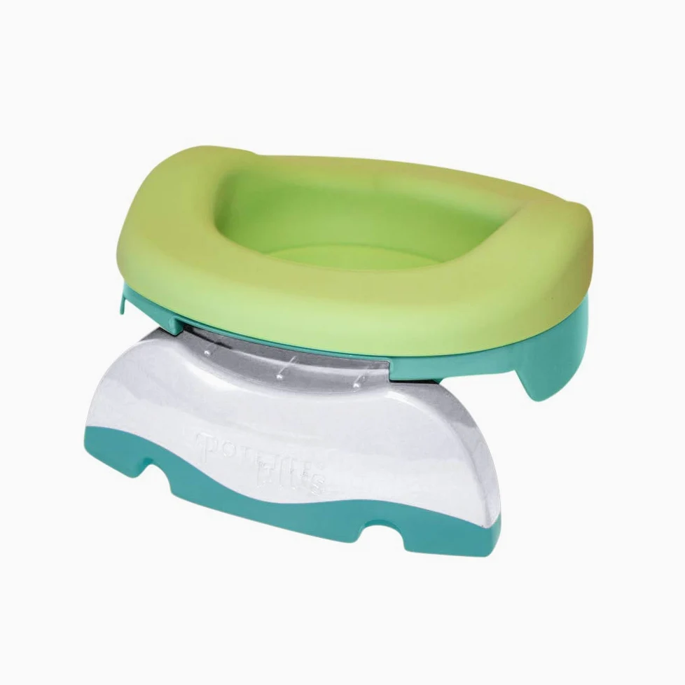 Potette Plus: Flexibler Reise-Toilettensitzverkleinerer mit 10 Einweg-Nachfüllpackungen (hellgrün)