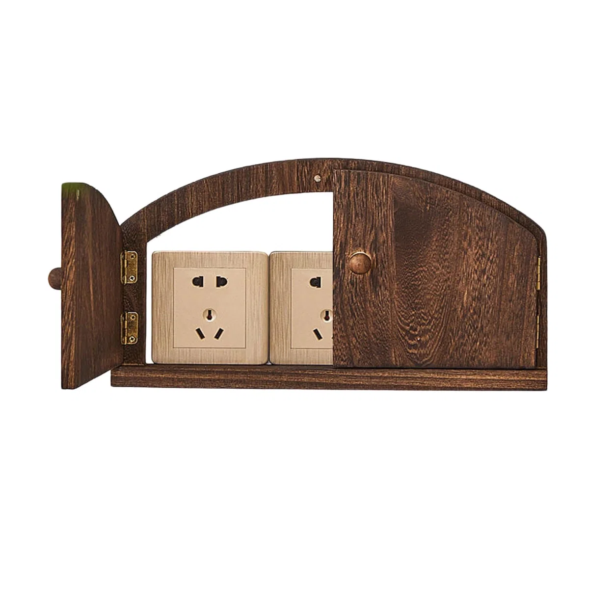 2 Stück Wichteltür Steckdosenschutz aus Holz, Feentür Abdeckung für Lichtschalter & Steckdosen ohne Bohren, Kindersicherung für Wandlöcher & Flecken, Dekorative BabySicherheit Wanddeko, Handmade