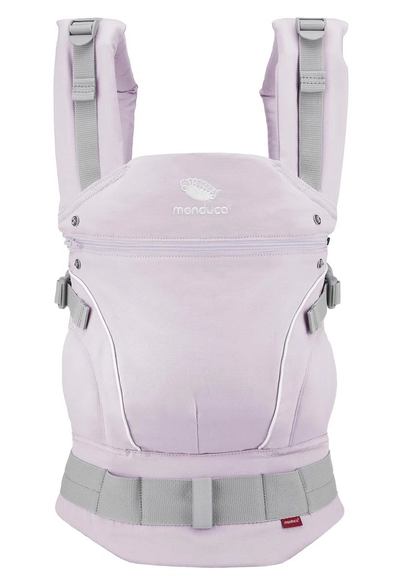 manduca First Babytrage - Verstellbarer und vielseitiger Tragesitz für Babys und Kleinkinder (3,5-20 kg) - Babytrage mit Front-, Hüft- und Rückentragefunktion ,Monochrome Lavender