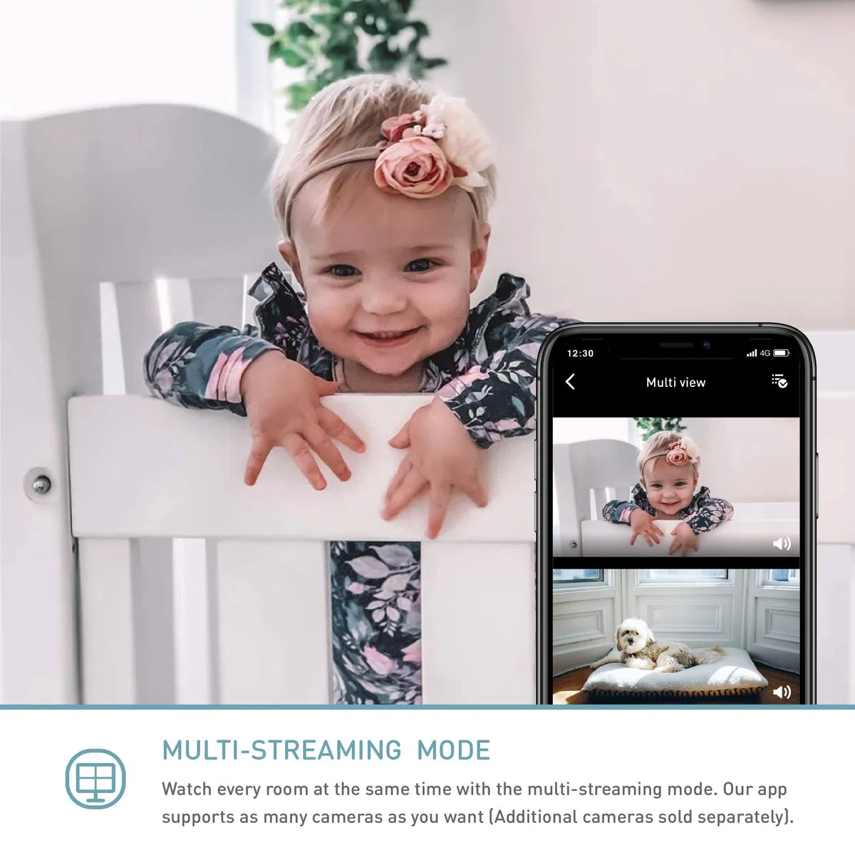 Lollipop Baby Monitor mit echter Weinenerkennug– Intelligente WiFi Baby Kamera - Kamera mit Video, Audio, Schalf-Tracking und Null-Kontakt Atmenerkennug