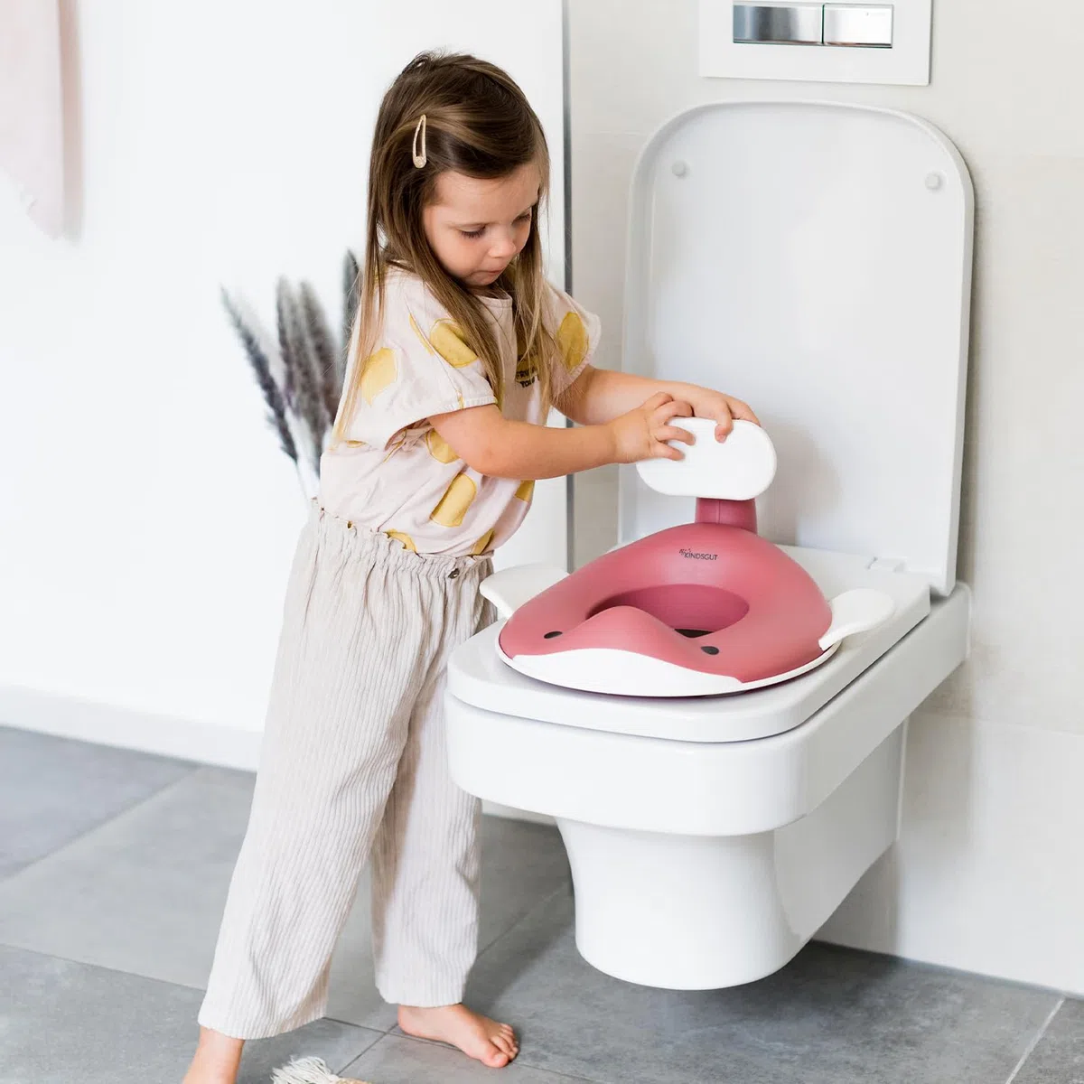 Kindsgut Toiletten-Aufsatz Wal für Kinder, kinderfreundliches Wal-Design, in dezenten und modernen Farben, Altrosa