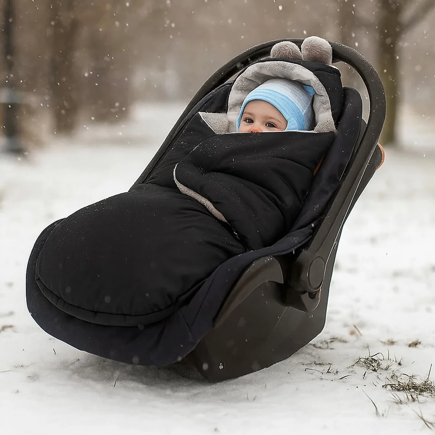 Einschlagdecke für Babyschale – Warmer Fußsack für Baby, Kuschelige Babydecke für Kinderwagen, Kindersitz & Babybett, Ideal für Herbst & Winter, Made in EU (605.020 Grau/Herz rosa)