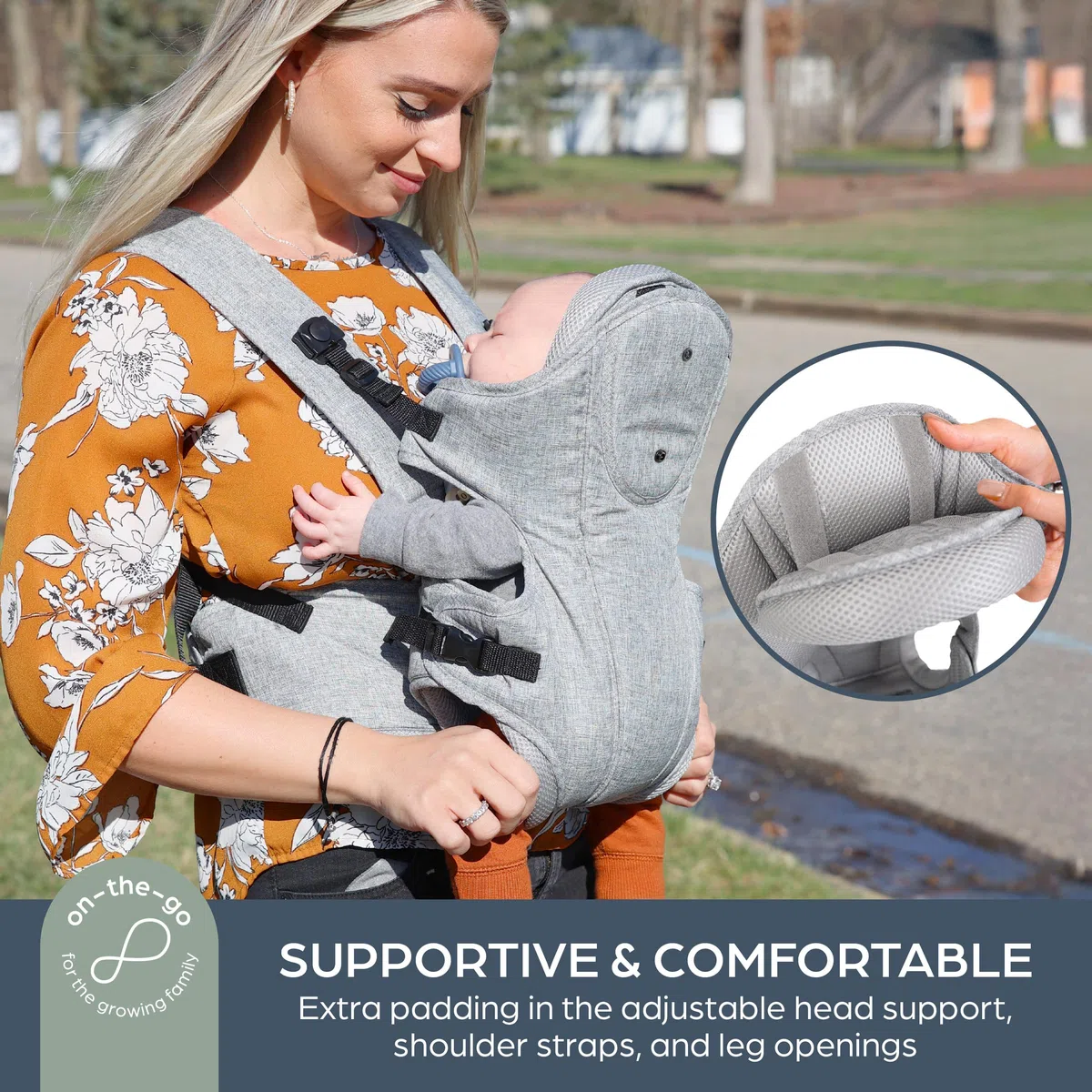 Dreambaby Oxford Verstellbare 3-in-1-Position Babytrage - Bequeme und stilvolle Babytrage für Neugeborene bis Kleinkinder - Geeignet für Kinder von 3,4-15 kg (ca. 3-12 Monate)