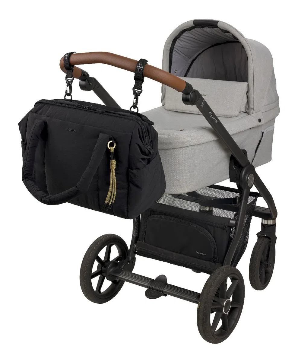 LÄSSIG Wickeltasche Schultertasche mit Laptopfach Yula Weekender Black schwarz