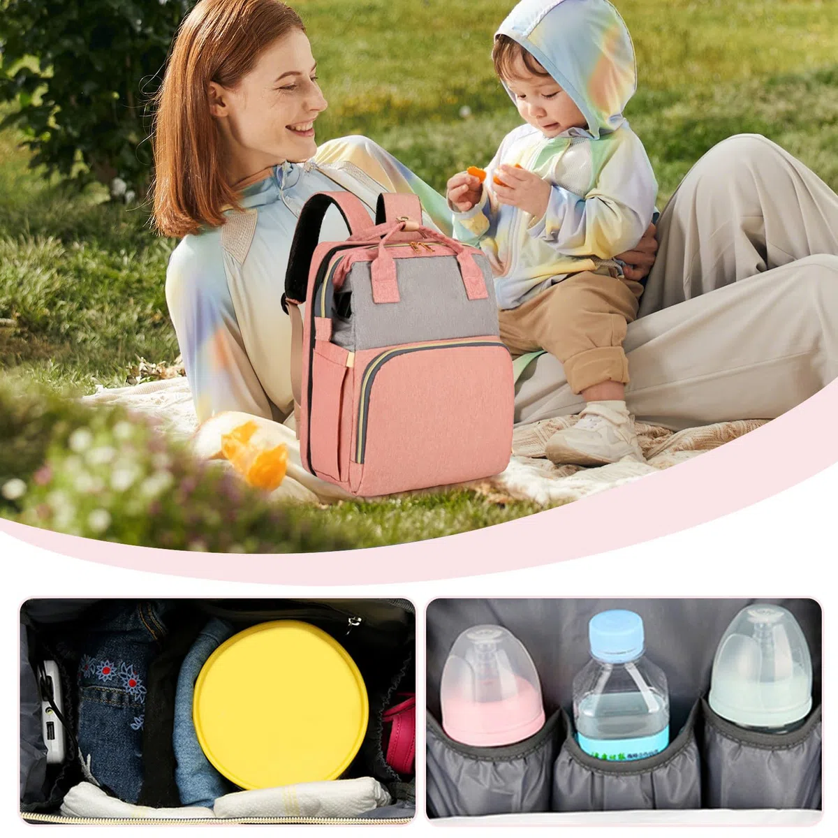 Wickeltasche Leicht Multifunktional Geräumig Tragbar | Babywickeltasche Bietet Platz Für Windeln, Kleidung, Spielzeug, Flaschen Und Eignet Sich Für Auto, Outdoor, Kinderzimmer Und