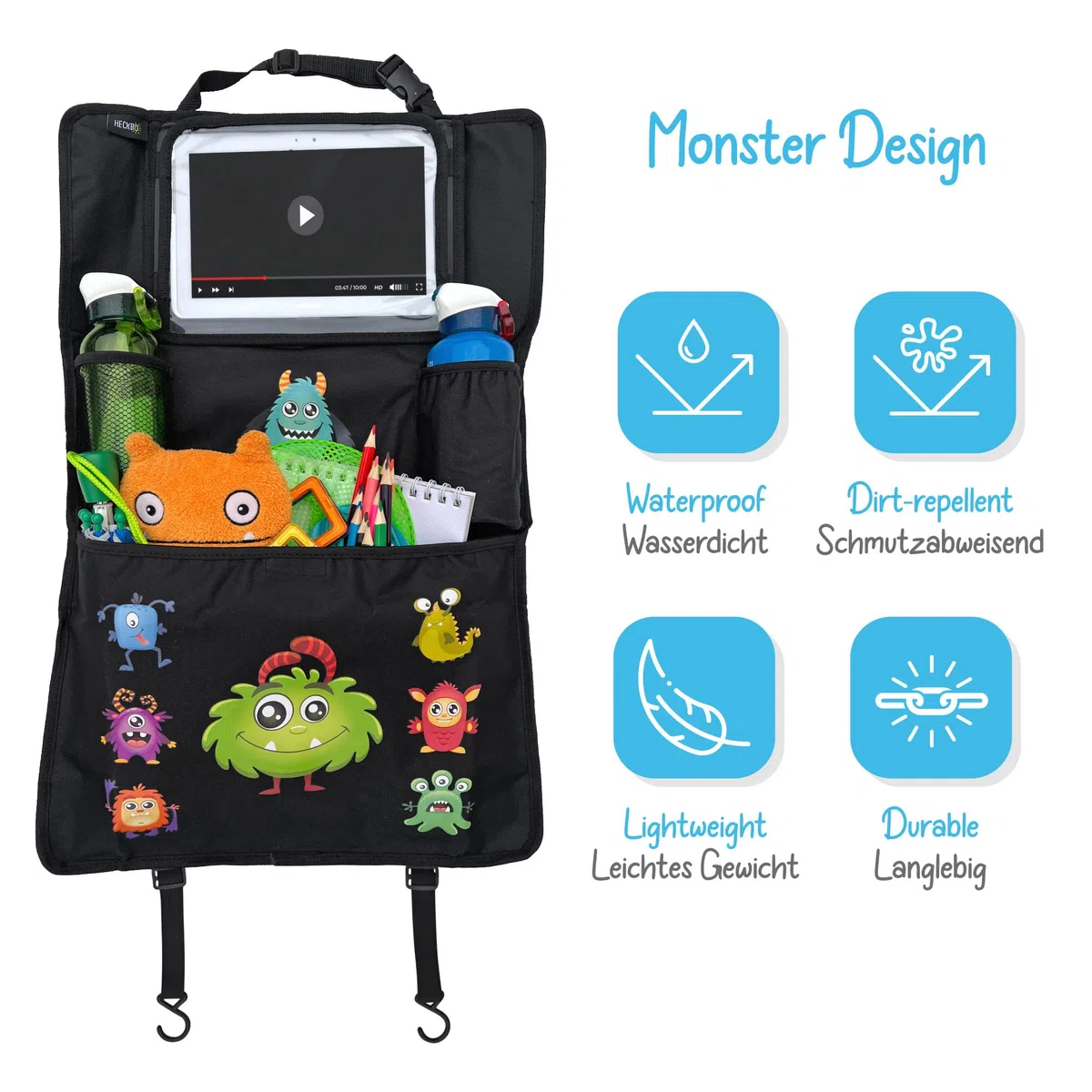 HECKBO 2x Monster Gurtschoner + 2x Monster Organizer