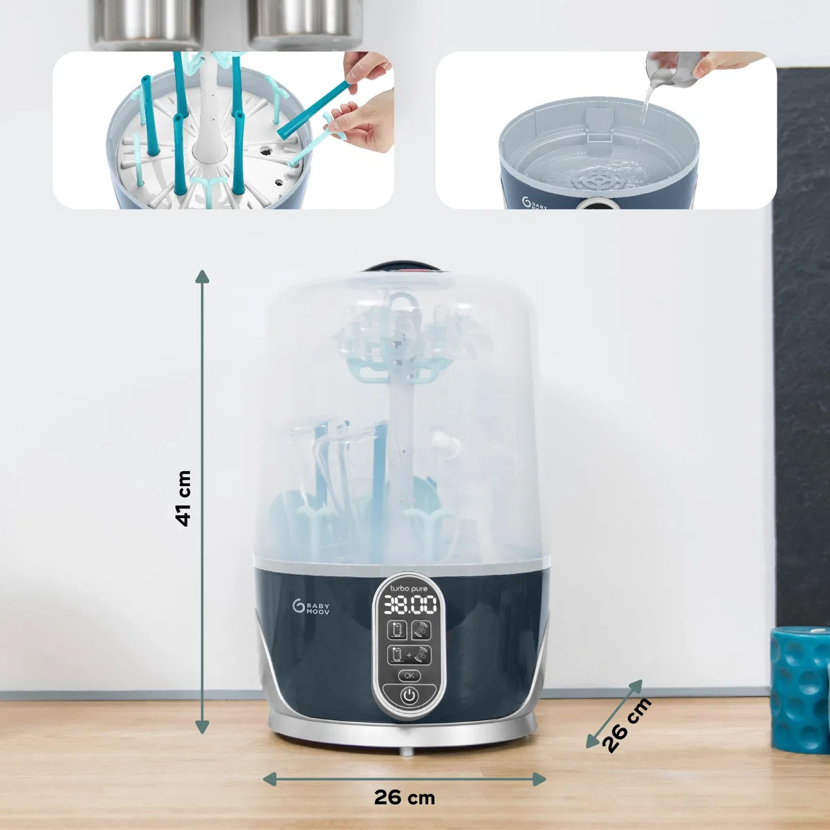 Babymoov Turbo Pure Dampf-Sterilisator und Babyflaschentrockner mit HEPA-Filter