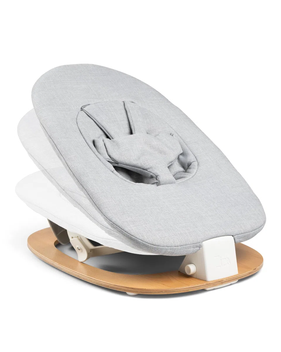 Ziza Babywippe für Neugeborene Vanilla/Grey - Wippe für Babys bis zu 9 kg, Geeignet zur Fixierung am Hochstuhl, Montage-Set inklusive, Sicherer Halt mit 5-Punkt-Gurt