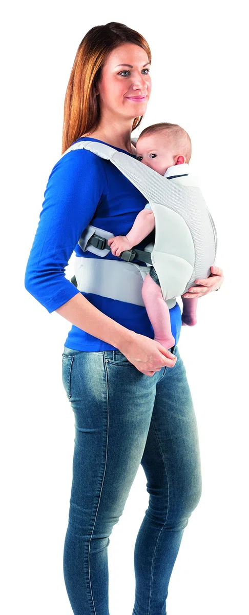 Chicco Babytrage Myamaki Air, ergonomisch und sicher für Babys Hüfte und Rücken, atmungsaktives 3D-Gewebe, silber, ab Geburt bis 15 kg