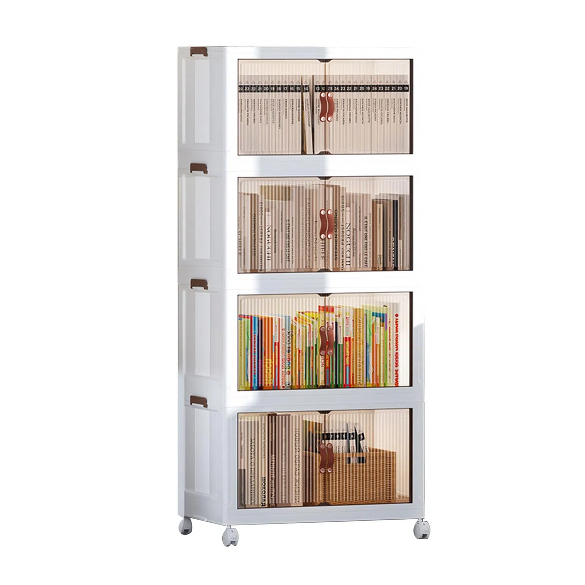 Multifunktionaler Zusammenklappbarer Aufbewahrungsschrank für, Snack-Organizer für Schlafzimmer, Kunststoff-Baby-Garderobe (4 Schichten)