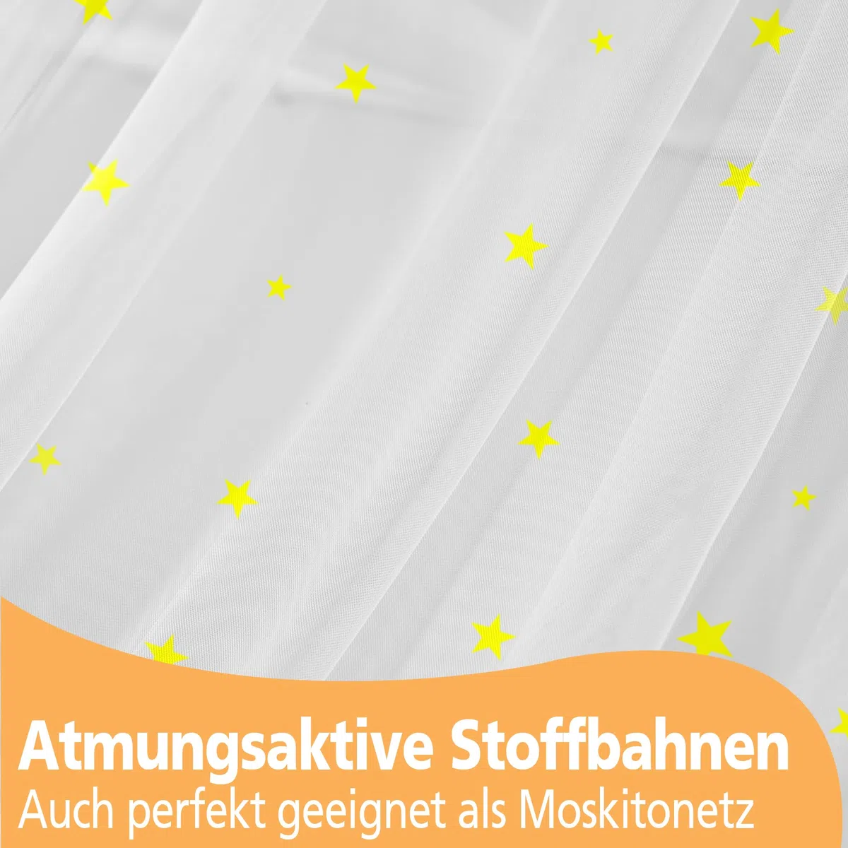 Hook Hausbett Himmel Betthimmel für Hausbett Kinder – Leuchtender Sternenhimmel Stoffhimmel für Hausbett Deko für Mädchen & Jungen – Himmel für Hausbett & Bodenbett (Weiß, H135 x B420 cm (1er Pack))