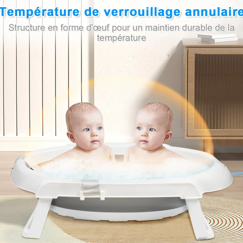 Homewell Tragbare Babybadewanne mit Ständer und Aufbewahrungsbox, tragbare Reisedusche, Kinderbadewanne geeignet für Neulinge, kein Bücken, 66 x 61 x 82 cm (Grau)