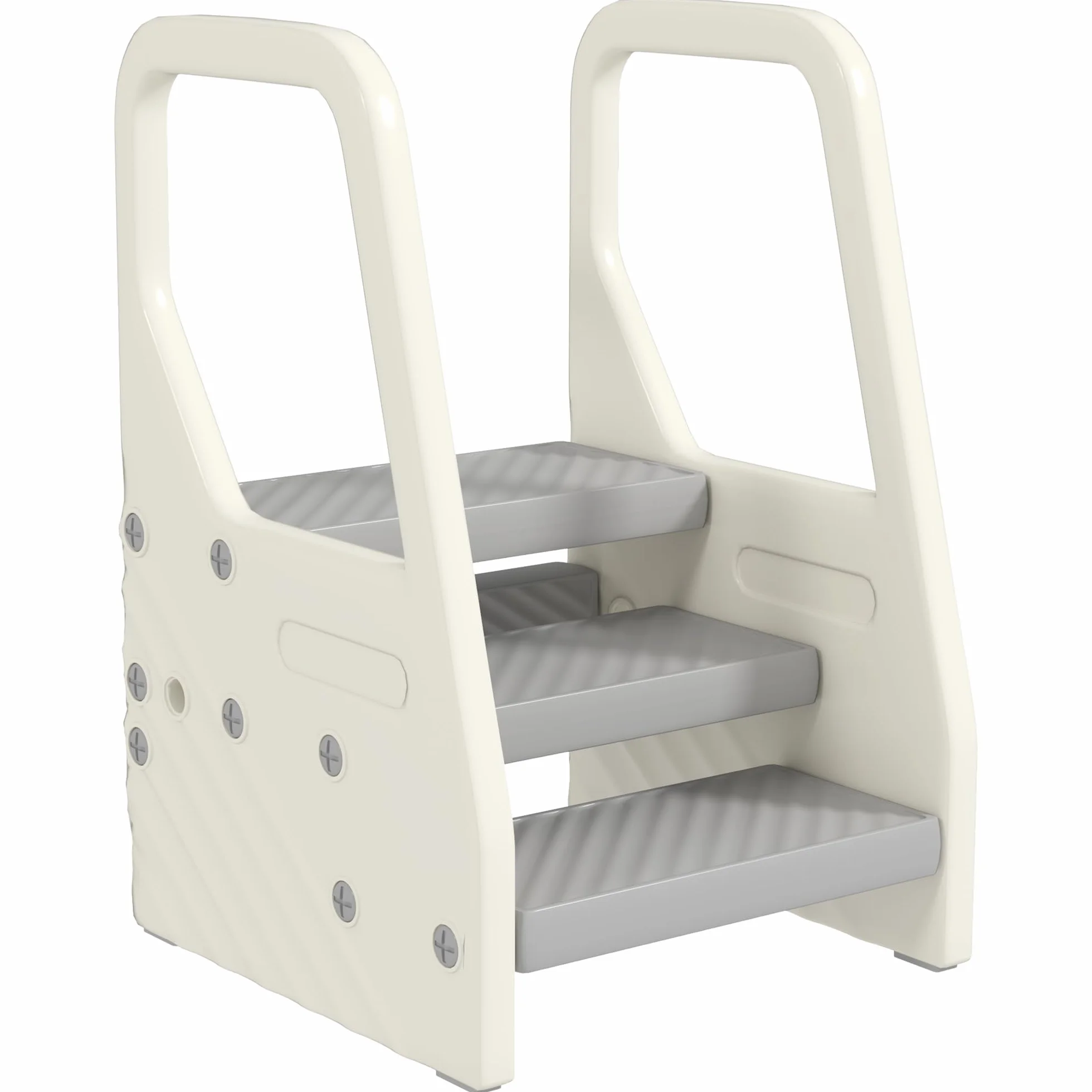 AIYAPLAY Tritthocker Kinder 3 Stufen Höhenverstellbar Kinderhocker Trittschemel mit Handgriffe, Anti-Rutsch-Füßen, Kinderschemel für Badezimmer Küche Waschbecken, für Kinder 2-5 Jahre, Grau
