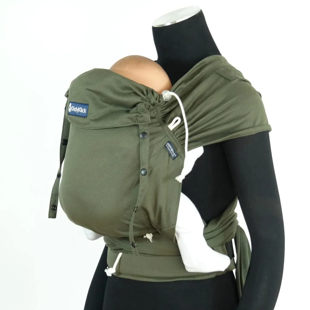 Didymos DidyKlick 4u Babytrage Halfbuckle Tragehilfe Olive ergonomische Sitzhaltung Bauchtrage Hüfttrage Rückentrage 3,5-20kg