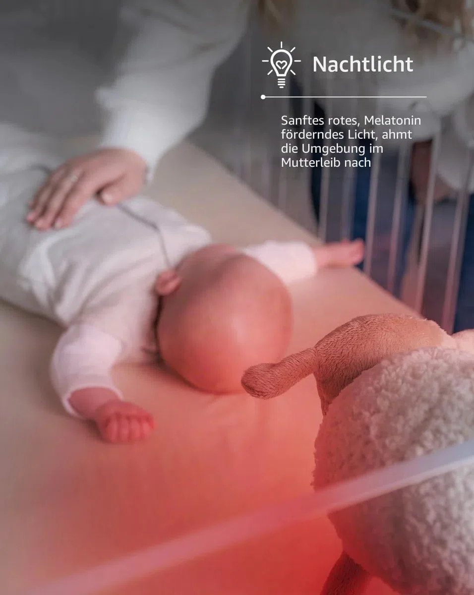 Sweet Dreamers, Ewan Deluxe mit Shush, Grau | Schlafhilfe für Babys und Kleinkinder | Schreiaktivierter Sensor & Nachtlicht | 5 beruhigende Klänge | Auto-Off-Timer | Maschinenwaschbar und tragbar