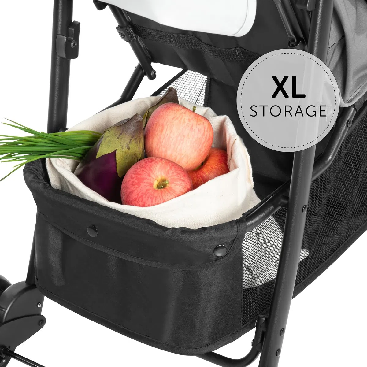 hauck Shopper Neo II, Grey - Kinderbuggy mit Liegeposition ab Geburt bis 22 kg, 2x Tablett mit Getränkehalter, Einhändig Klein Zusammenklappbar, Tasche im Verdeck, XL Korb