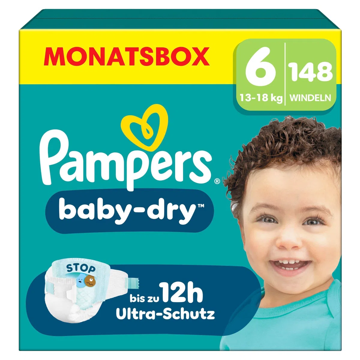 Pampers Baby-Dry Größe 6 148 Windeln 13kg-18kg Auslaufschutz Komfort