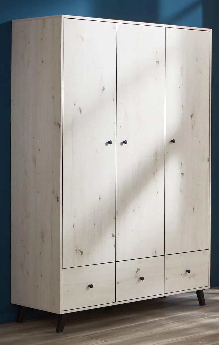 Lavea Babymöbel-Set 3-teilig Kleiderschrank Wickelkommode Bett