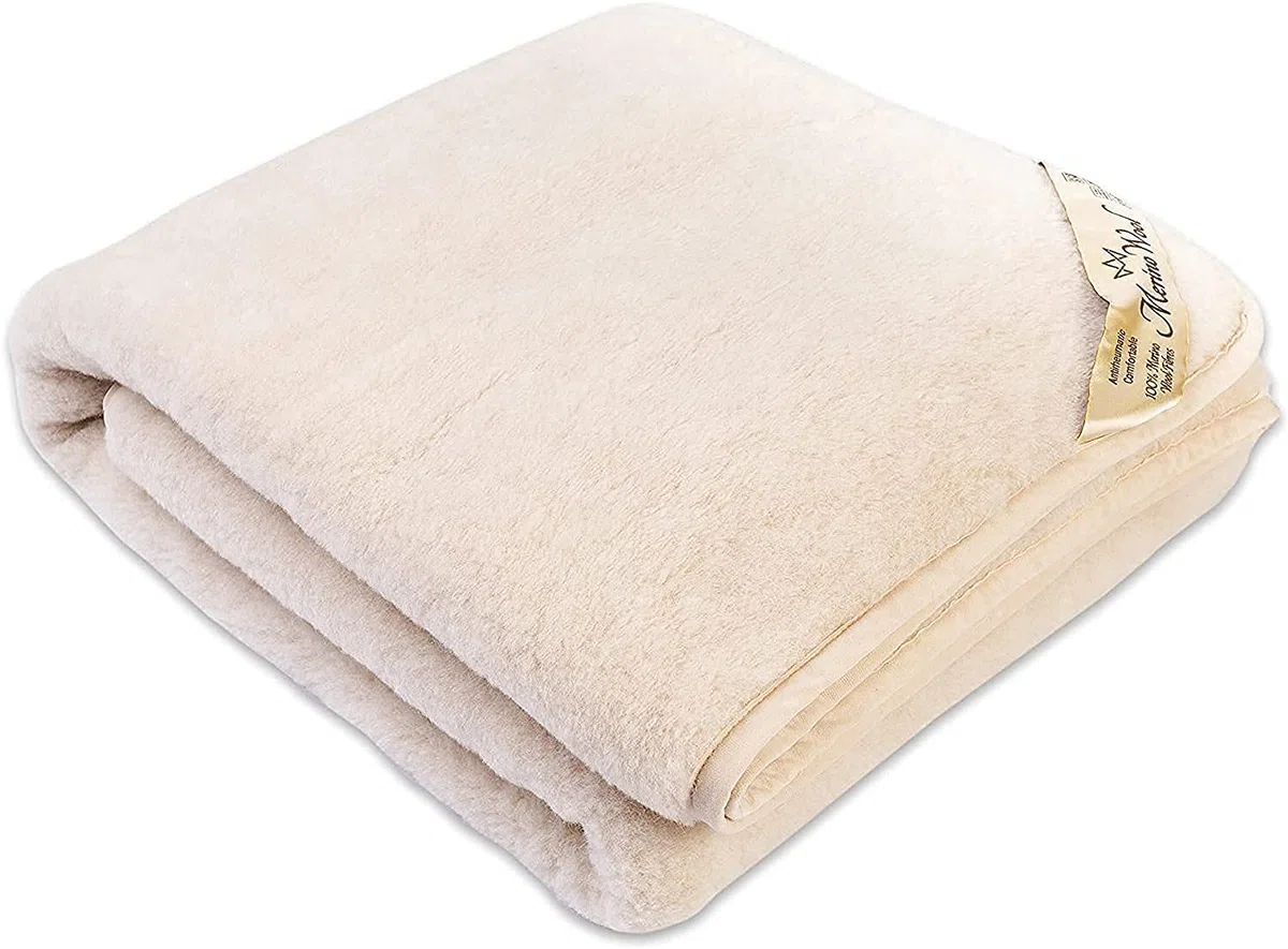 Wolldecke Schurwolldecke 100% Merino Gewichtsdecke BEIGE 160 x 200