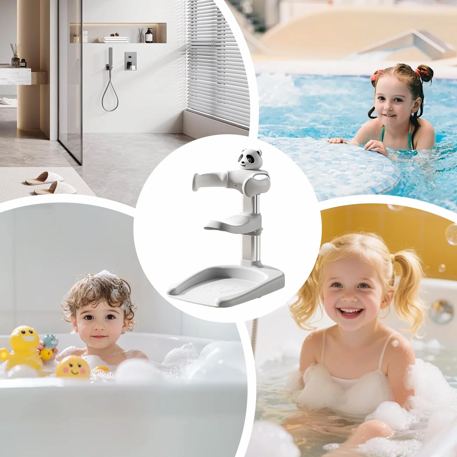 Duschständer für Baby, Stehbadewanne für Mädchen, Faltbarer Anti-Rutsch-verstellbarer Duschständer für 0-36 Monate Kleinkind Zuhause Badezimmer | Stehduschhalter 0-36 Monate Kind Für Badezimmer, Zuhause, Reisen, Dusche, Kinder, Bad, Haus, Reise, Dusche