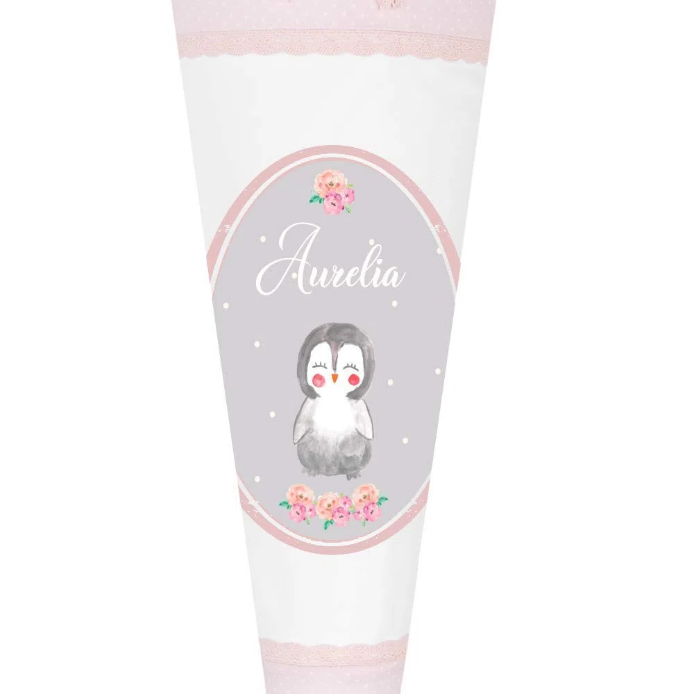 Pinguin Schultüte mit Namen aus Stoff 70cm groß