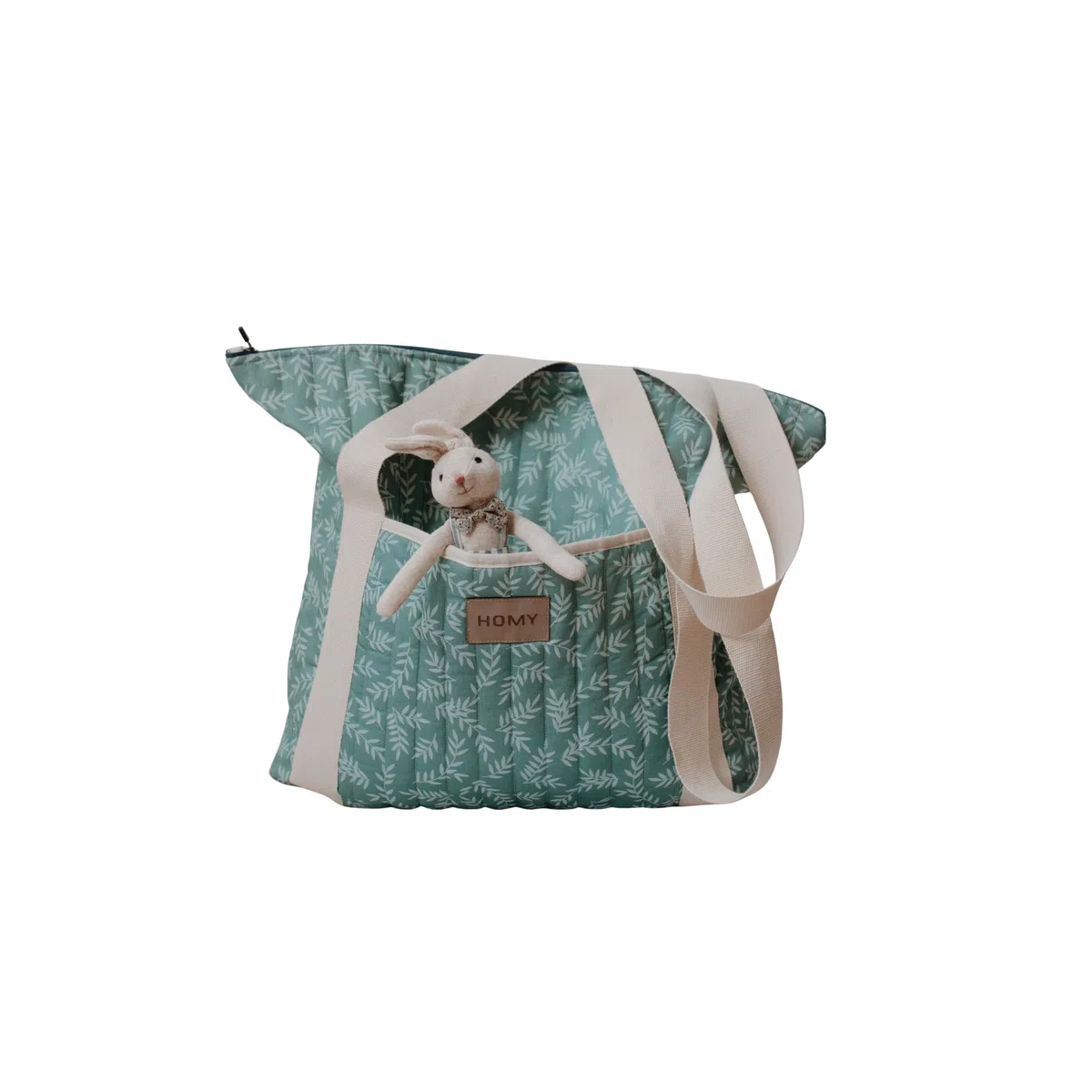 Leichte Wickeltasche für Babys – große Kapazität, gesteppte Baumwoll-Wickeltasche mit 3 Innentaschen, weiche Canvas-Griffe, tragbare Baby-Reisetasche für den täglichen Gebrauch