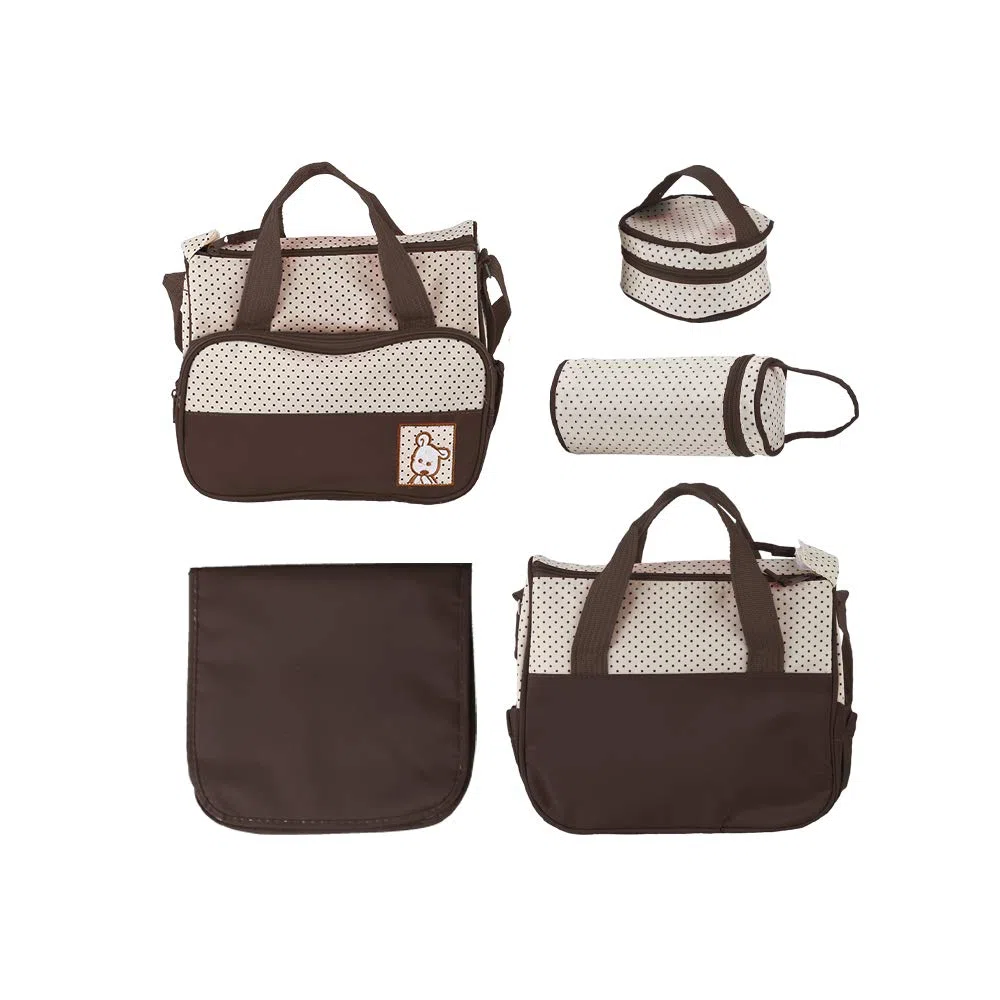 Baby Wickeltaschen-Set Multifunktions-Wickeltasche Komfort Baby Mama Set 5-teilig großes Fassungsvermögen – mit Punktemuster, Wickeltasche für Windeln