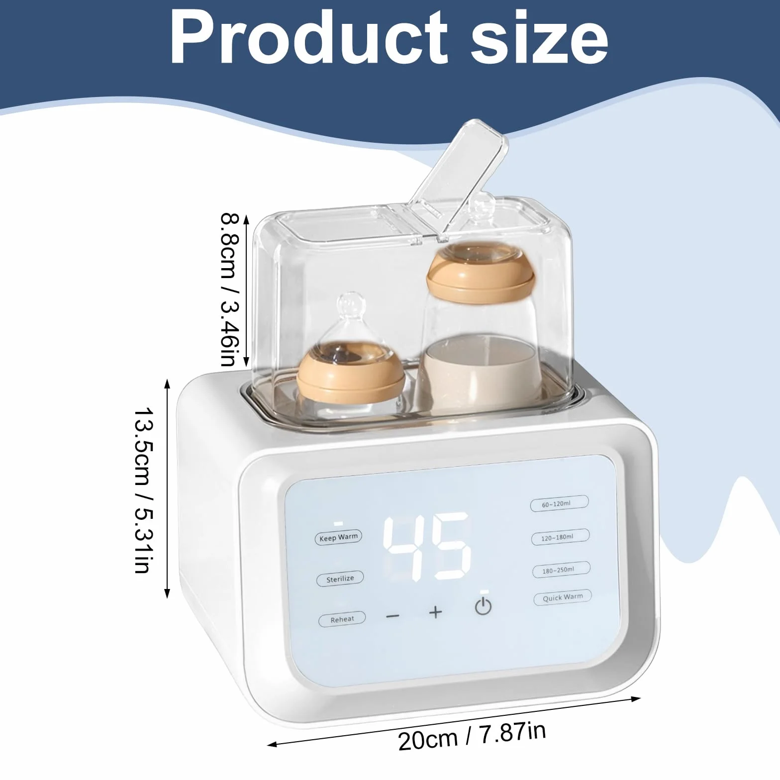 Flaschenwärmer Baby, Sterilisator für babyflaschen 8-in-1, Bottle Warmer Milchwärmer, Fast Babynahrungsheizung & Abtauung, Fläschchenwärmer BPA-freier, Babykostwärmer mit LCD-Display