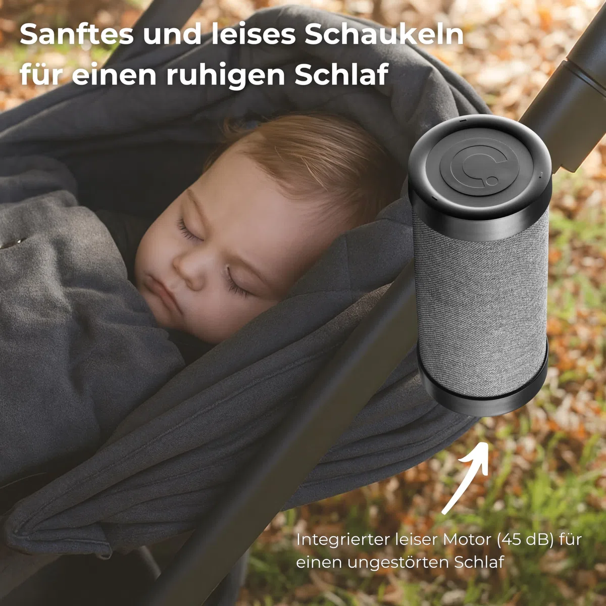 Elektrischer Kinderwagen Schaukler – Einschlafhilfe für Babys, Automatischer Baby Rocker für Kinderwagen & Buggy, 3 Stufen, Leise, 30 Std Akku, USB-C, LED – RockingRide PRO