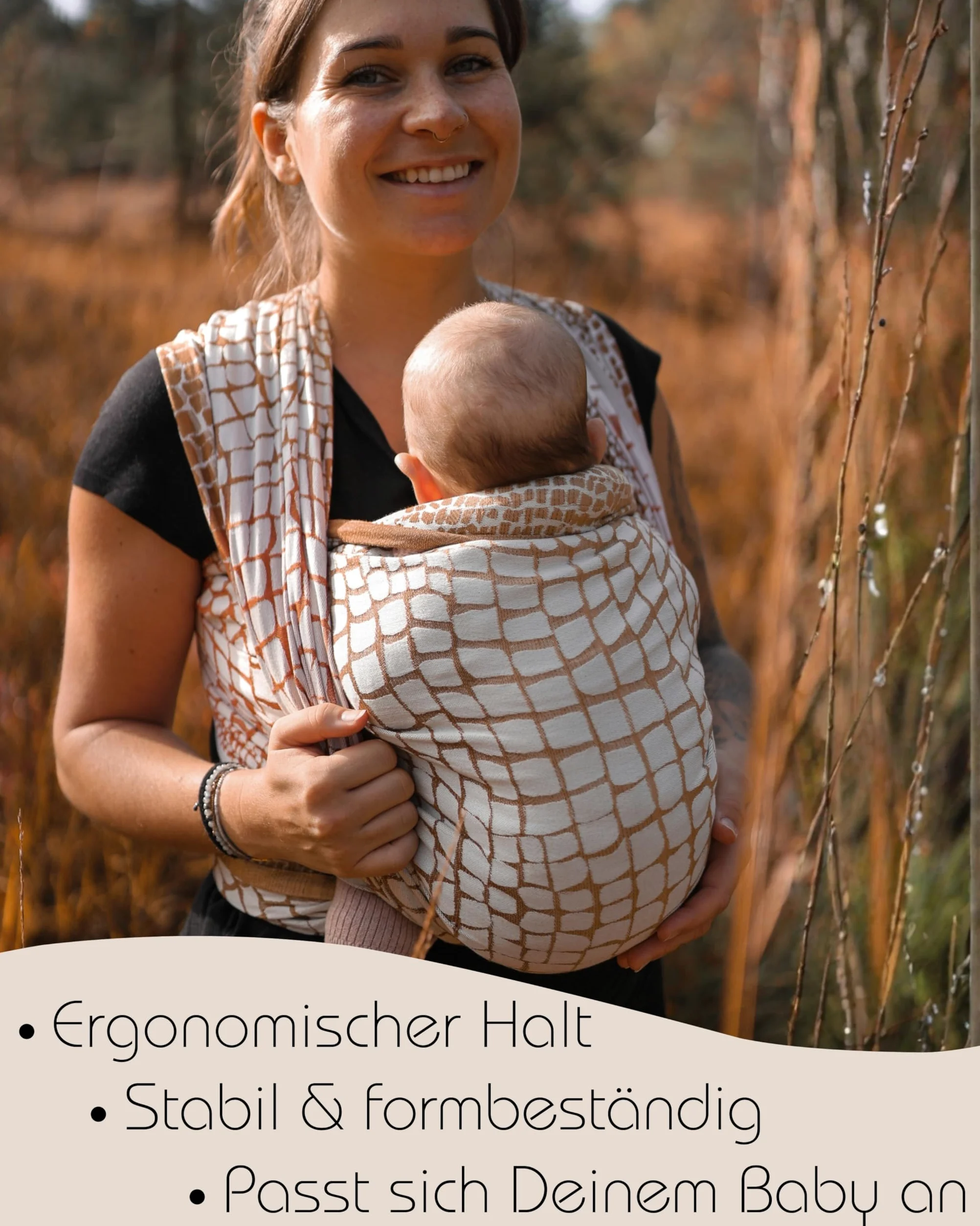 Hoppediz Babytragetuch gewebt ab Geburt, ergonomisches Tragetuch für Neugeborene und Kleinkinder, Baumwolle, Design Kigali, 4,60 m