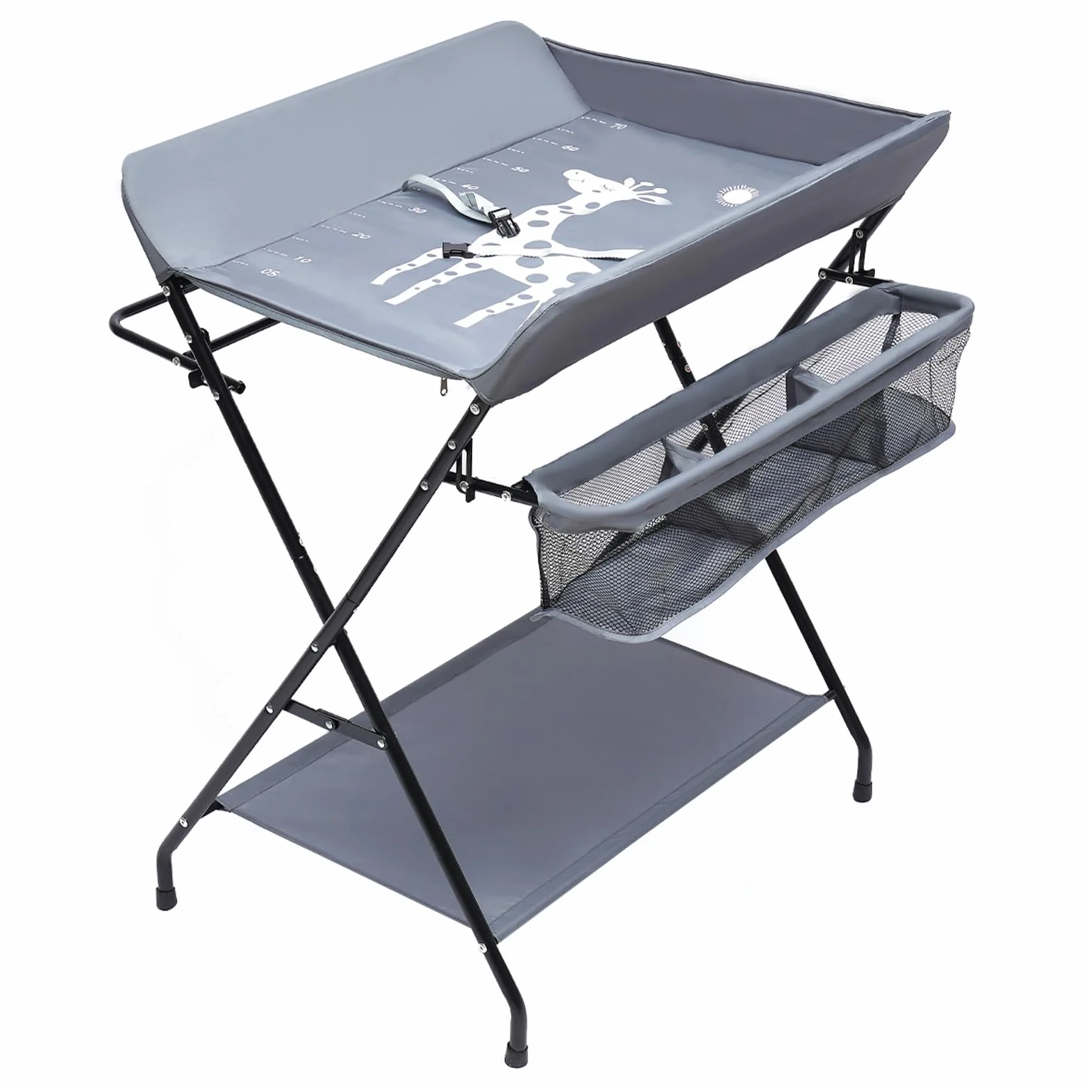 Baby Wickelkommode Wickeltisch Klappbar Mit Aufbewahrungsbrett,Sicherheitsgurt Und Seitenrahmen Baby Changing Table Tragfähigkeit 25kg Klappbare Wickelstation,Für Säuglinge Unter 12 Monaten