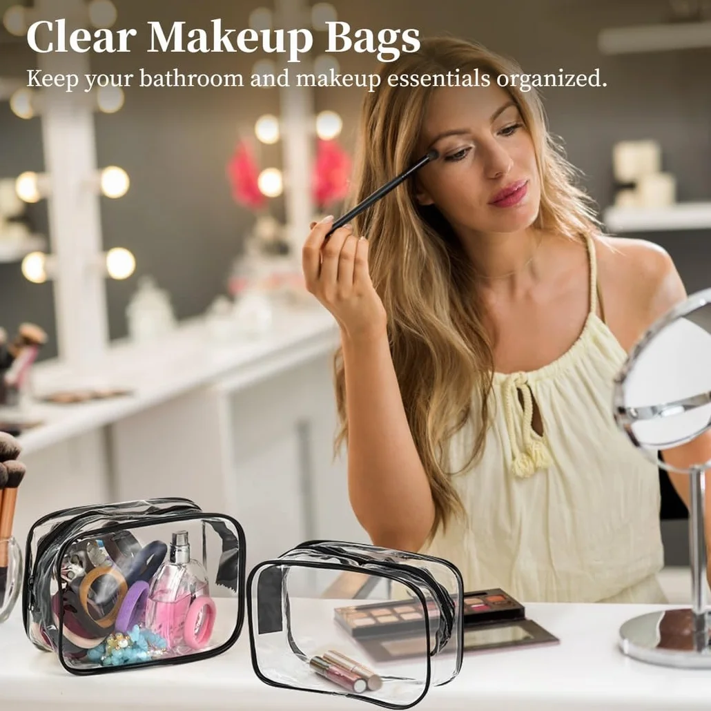 36 STK. transparente Make-up-Taschen, Reise-Kulturbeutel mit Reißverschluss, klare PVC-Beutel mit Reißverschluss, Wasserabweisende tragbare Organizer für Urlaub, Reise und Bad