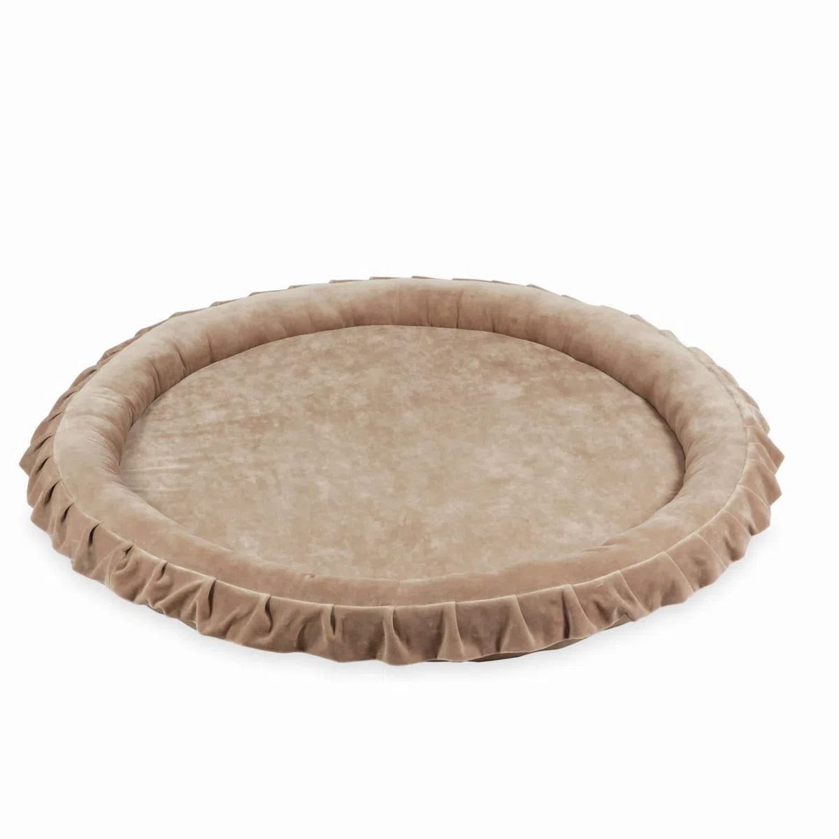 Mimii Baby Spielmatte 120 cm Rund velvet soft dunkelbeige - Baby Spielnest aus Schaumstoff - Krabbelmatte mit Rand - Weiche Bodenmatte für Kinderzimmer - Sicher & Waschbar
