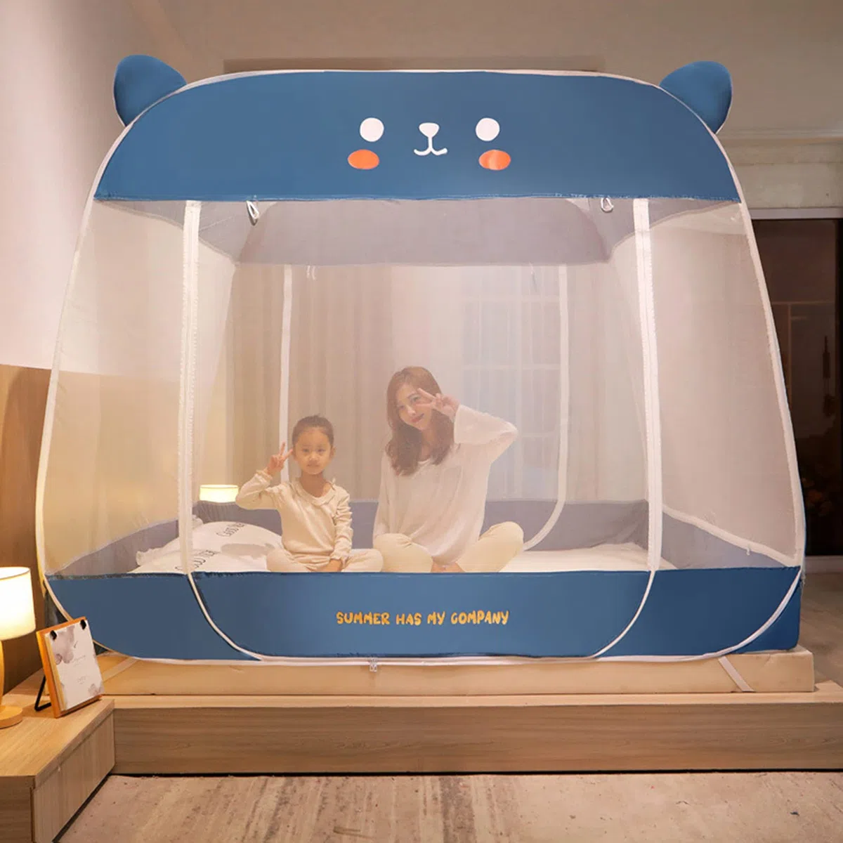 Moskitonetz Baldachin für Bett, Anti-Moskito, Faltbares Design mit Netzboden, Insektenschutz für Zuhause und Reisen