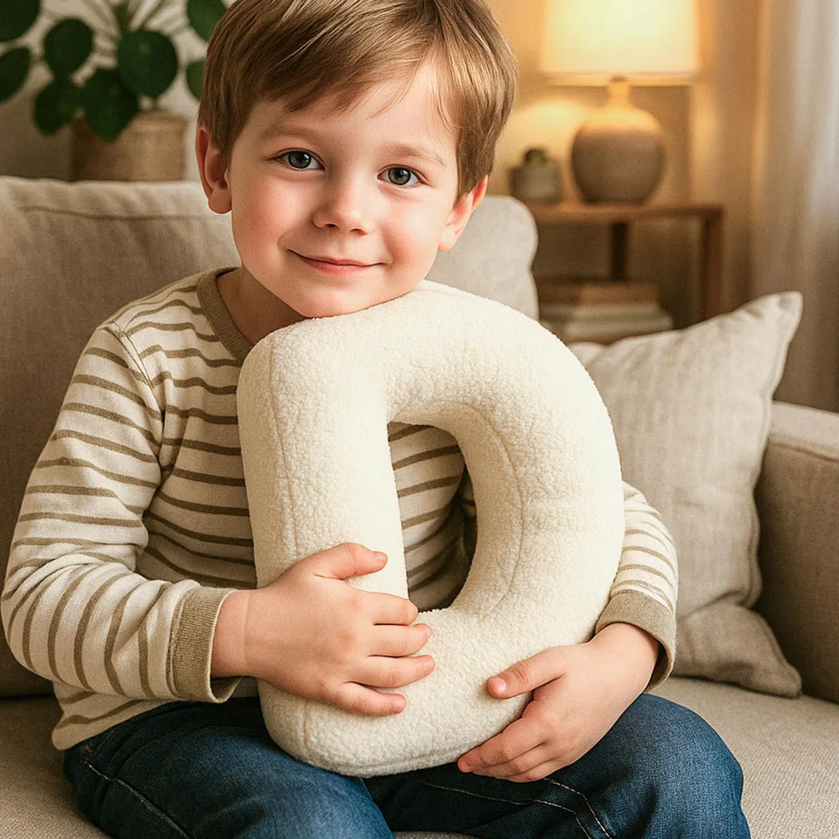 Buchstabekissen, Kissen als Buchstaben, Waschbar Langlebig Buchstabe Kissen, Kuschelkissen Kinder Buchstabeform Dekokissen Kopfkissen Zierkissen, Kuschelige Kissen Buchstaben (J,40x35x10 cm)
